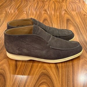 Loro Piana Men's Chukka Boots in Dark Gray Suede